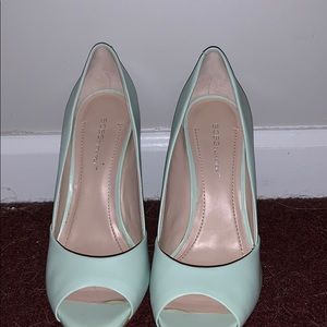 Mint peep toe heels